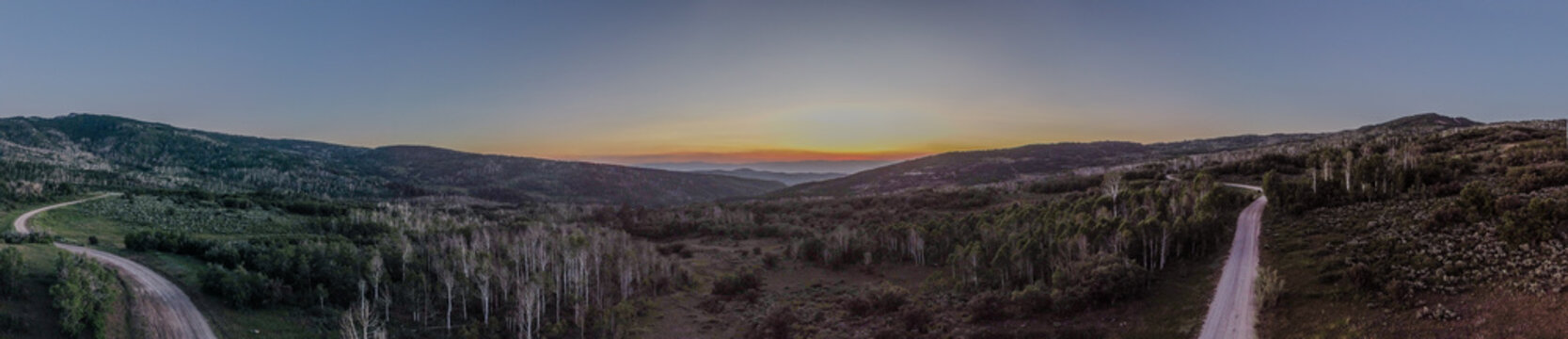 Mountain Sunset Panorama Over Fishlake National Forest, Utah