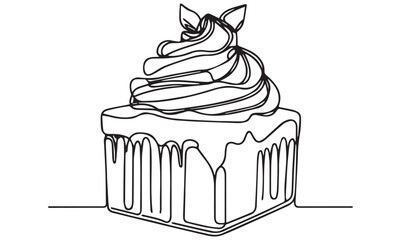 Continuous one single minimal line drawing brownies