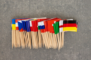 Assorted European Mini Flags on Wooden Toothpicks