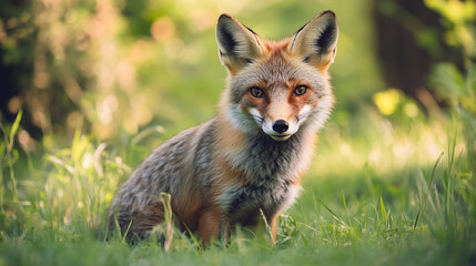 Fototapeta premium Beautiful red fox. Wild red fox