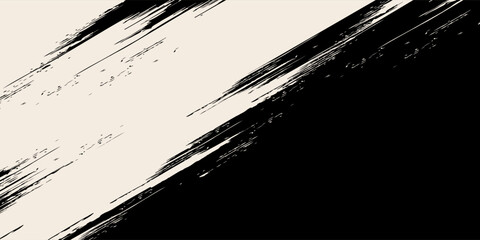 Abstract diagonal grunge brush stroke background in black and white.