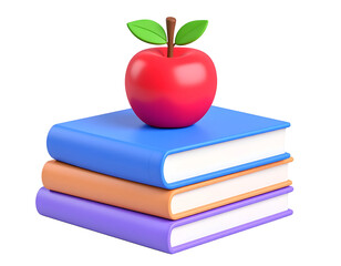 3D Render Stack of Books Apple