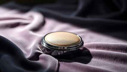 Compact Powder Mockup on Velvet Fabric