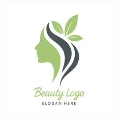Beauty woman face profile flower elegant natural logo vector