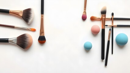 Cosmetic Tools Mockup Flat Lay
