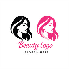 Beauty woman face profile elegant hairstyle salon logo vector