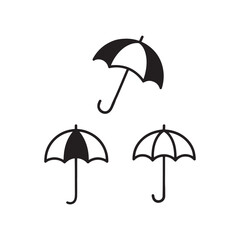 Umbrella icon set for rain weather protection safety vector