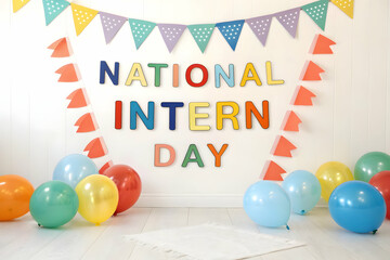 National Intern Day: A vibrant display celebrating National Intern Day, featuring colorful decorations and balloons, conveys appreciation and recognition for interns' contributions.