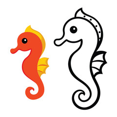 Fototapeta premium Elegant black and white seahorse outline design