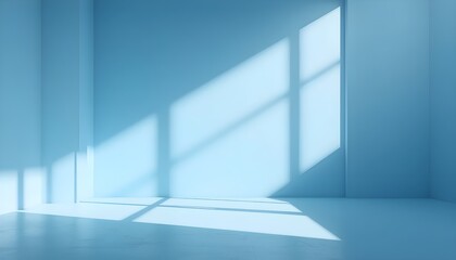 Minimal Light Blue Product Background with Elegant Wall and Floor Shadows for Modern Display