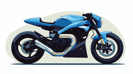 Obraz premium Blue Racer Motorcycle Flat Vector Illustration