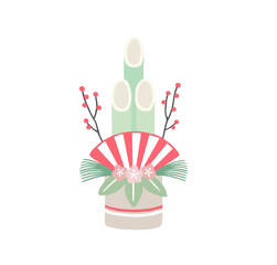 年賀状素材　新年の門松のイラスト　お正月飾り 赤