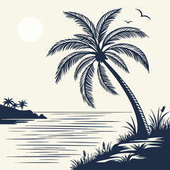 vector illustration of a tropical beach