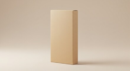 Obraz premium Tall Brown Cardboard Box on Neutral Background