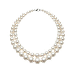 Obraz premium A stunning multi strand white pearl necklace featuring graduated pearls and a secure silver clasp. Perfect for elegant occasions and high end fashion.