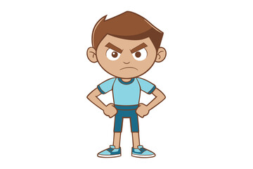 Child Anger: An illustration of an angry child, exuding frustration and displeasure, stands with arms akimbo.