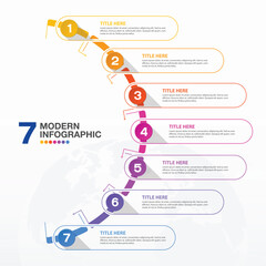 Basic infographic template with 7 steps, process or options.