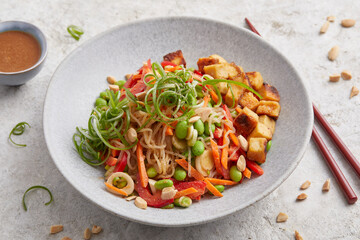 Tofu konjac peanut bowl with edamame