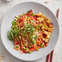 Tofu konjac peanut bowl with edamame