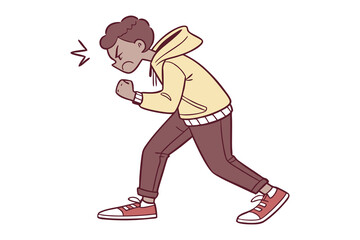 Obraz premium Anger Expression: Illustration of an irate individual clenching fists, embodying the raw emotion of frustration, rage and fury.