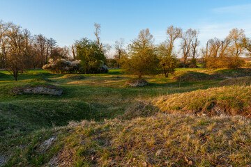 Abendstimmung im NSG Sulzheimer Gipshügel, Landkreis Schweinfurt, Unterfranken, Bayern, Deutschland