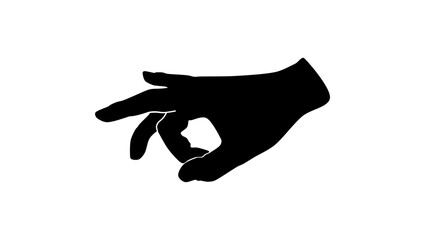 Hit with finger, black isolated silhouette