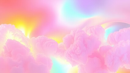 Vibrant fantasy wallpaper featuring fluid rainbow-like gradients flowing through abstract clouds, soft sparkles, dreamy lighting. Whimsical and joyful, suitable for creative spaces or kids’ themes.