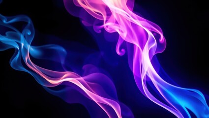 Naklejka premium Abstract wallpaper with swirling colorful smoke trails and light streaks on a dark gradient background. High contrast, glowing effects, perfect for digital design and creative backdrops