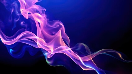 Abstract wallpaper with swirling colorful smoke trails and light streaks on a dark gradient background. High contrast, glowing effects, perfect for digital design and creative backdrops