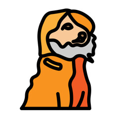 Dog in Raincoat Vector Filled Icon Design