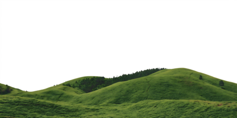 green mountain landscape sky grassland isolated on white background PNG ,ai generated