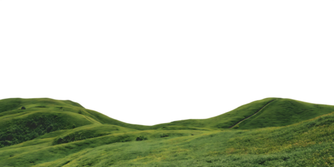 green mountain landscape sky grassland isolated on white background PNG ,ai generated