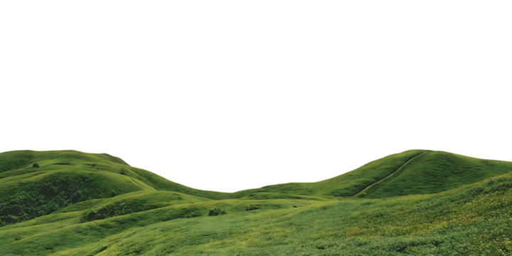 green mountain landscape sky grassland isolated on white background PNG ,ai generated