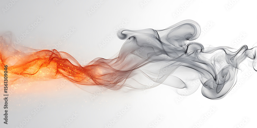 Poster fire and smoke dynamic abstract design smooth transition from hot flame to cool gray mist