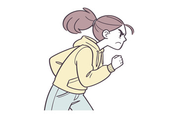 Determination in Focus: A determined individual strides forward with purpose, embodying the essence of resilience and ambition. Depicting an illustration.