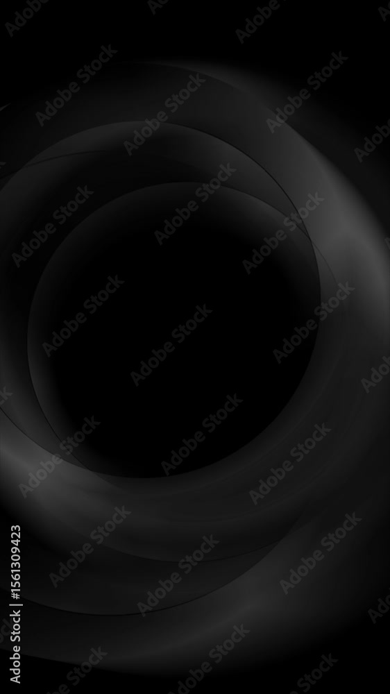 Poster Smoke grey and black smooth glossy circles abstract geometric motion background. Vertical looped video animation