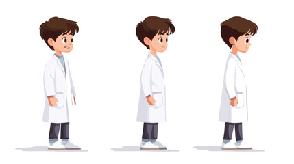 Young Boy Wearing Lab Gown on White Background Vector Illustration