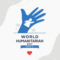 Obraz premium World humanitarian day illustration with a person helping the globe inside a heart shape
