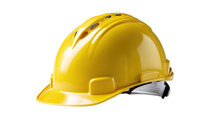 Fototapeta premium Yellow Hard Hat: A vibrant yellow hard hat, symbolizing safety and construction, is presented in a studio shot, showcasing its protective design.