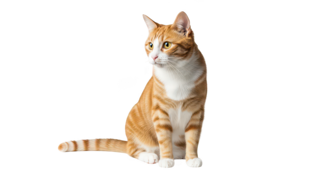 Orange Tabby Cat Sitting Isolated