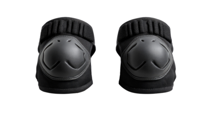 Protective Gear: A close-up shot showcasing a pair of black knee pads, a vital accessory for safety and support. Reflecting durability and safety.
