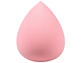 Close-Up of Pink Wet Beauty Sponge with Dewy Texture, Isolated on transparent Background