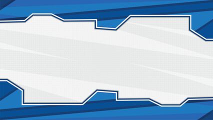 Abstract Futuristic Blue Geometric Border with White Copy Space