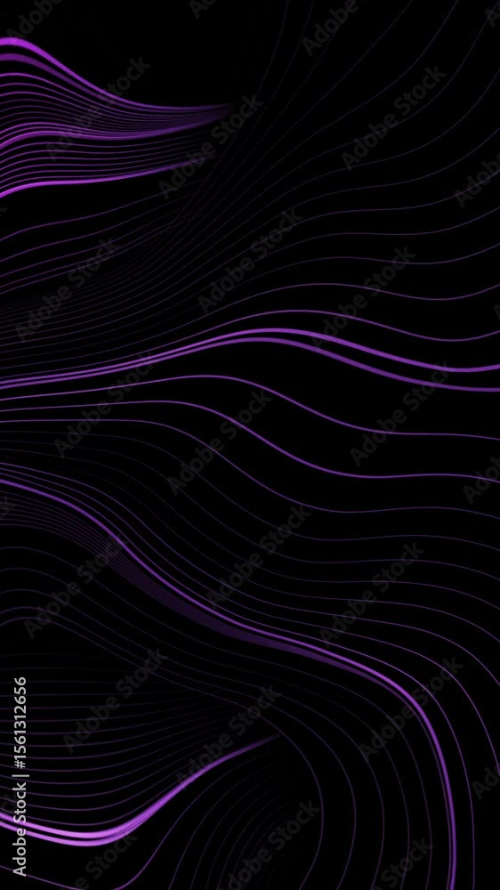 Aufkleber violet shiny linear waves abstract motion background. vertical looped video animation