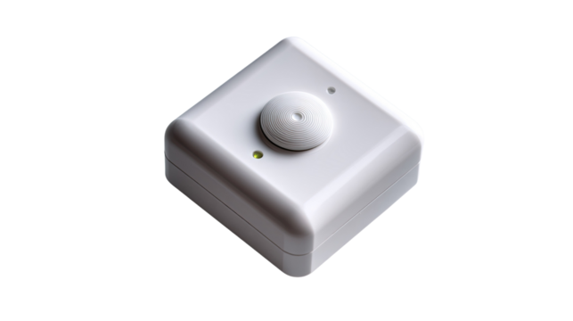Smart Device: A futuristic device with a sleek, minimalist design, featuring a prominent central button and subtle indicator lights, hinting at innovative technology and seamless integration.