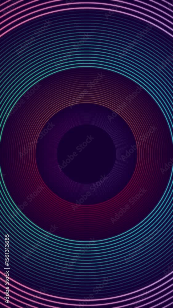 Aufkleber Bright shiny linear circles abstract futuristic tech motion background. Vertical looped video animation