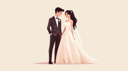 Elegant Bride and Groom Wedding Couple Romantic Portrait