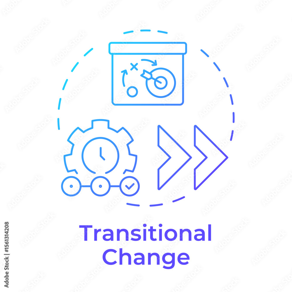 Poster transitional change blue gradient concept icon. maintaining new business state. type of organization