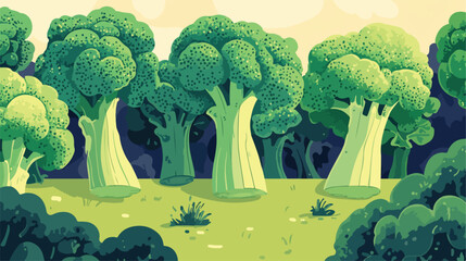 Fresh Broccoli Vegetable Flat Vector Illustration