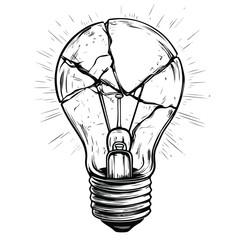 Creative Broken Light Bulb Cartoon Vector Illustration